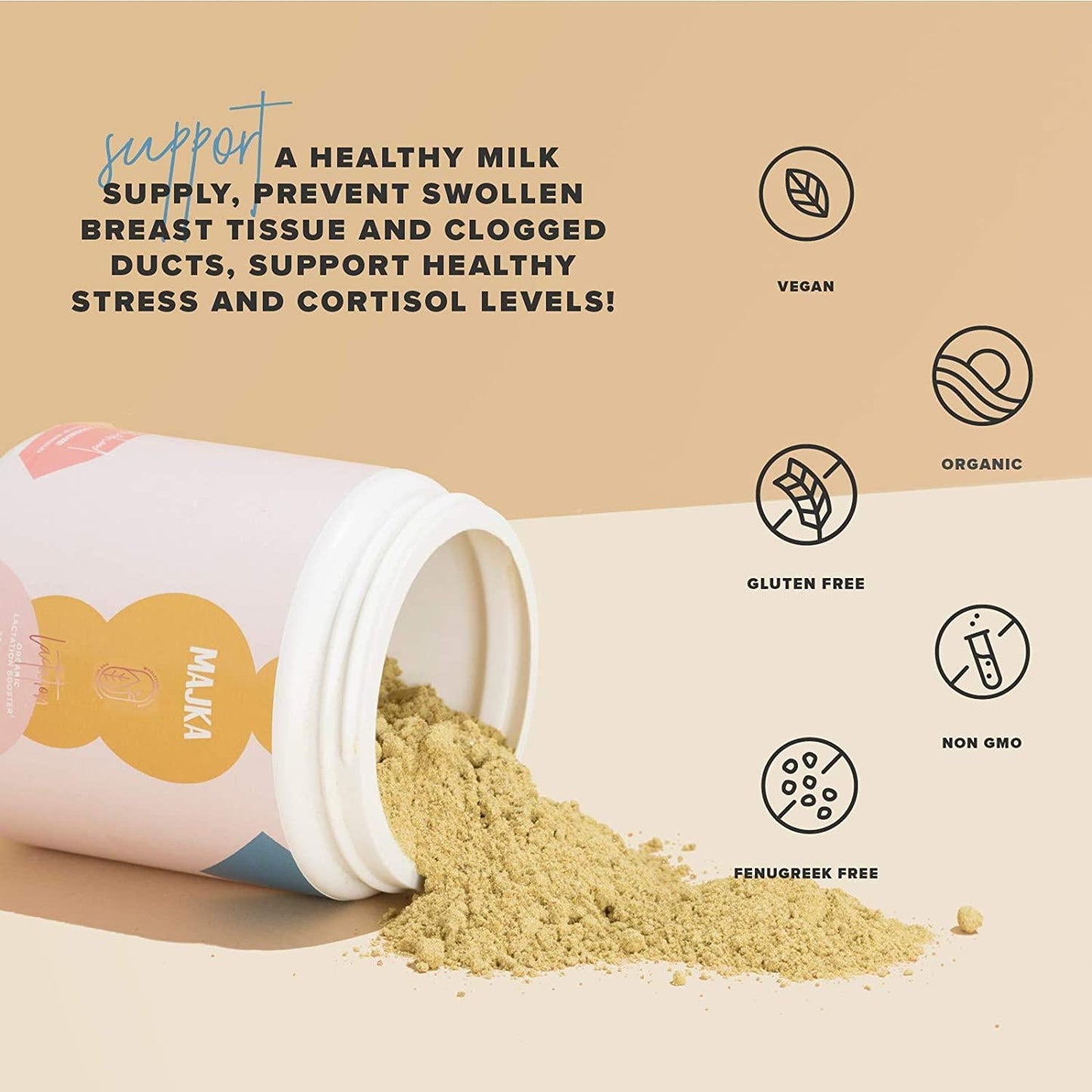 Majka | Organic Lactation Booster Powder | Breastfeeding Supplement to Promote Healthy Breast Milk Supply | Gluten Free and Vegan | 20 Servings (Vanilla Chai 20 Servings)