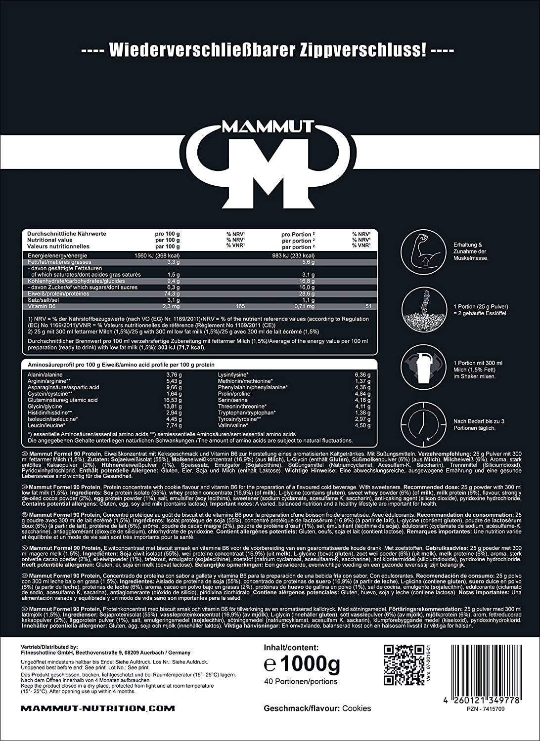 Mammut Formel 90 Protein Cookies, 1 kg