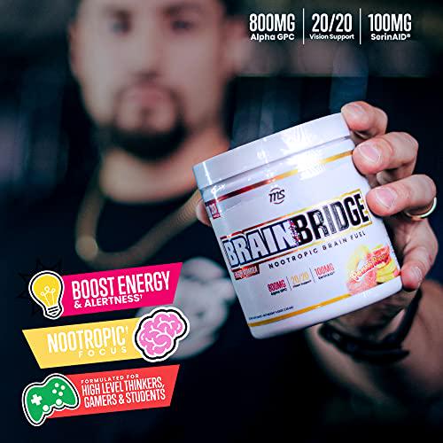 Man Sports Brainbridge Powder - Nootropic Brain and Energy Supplement for Improved Focus and Productivity - Peach Ring - 124.8g (20 Days Supply)