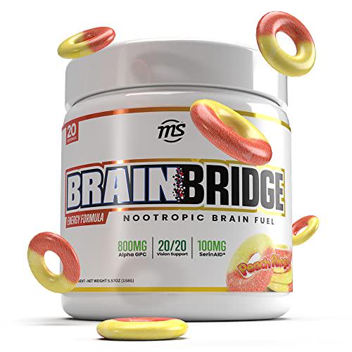 Man Sports Brainbridge Powder - Nootropic Brain and Energy Supplement for Improved Focus and Productivity - Peach Ring - 124.8g (20 Days Supply)