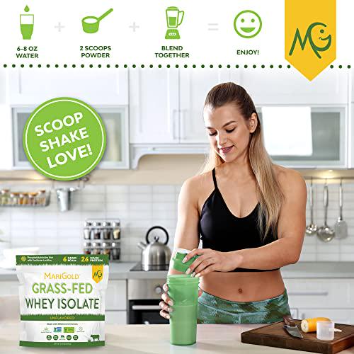 MariGold Grass-fed Whey Isolate Protein Powder Unflavored 2LB - 100% Pure, Cold Processed, Micro Filtered, Undenatured, Non-GMO, rBGH Free, Soy Free, Gluten Free, Lactose Free, Easy to Mix