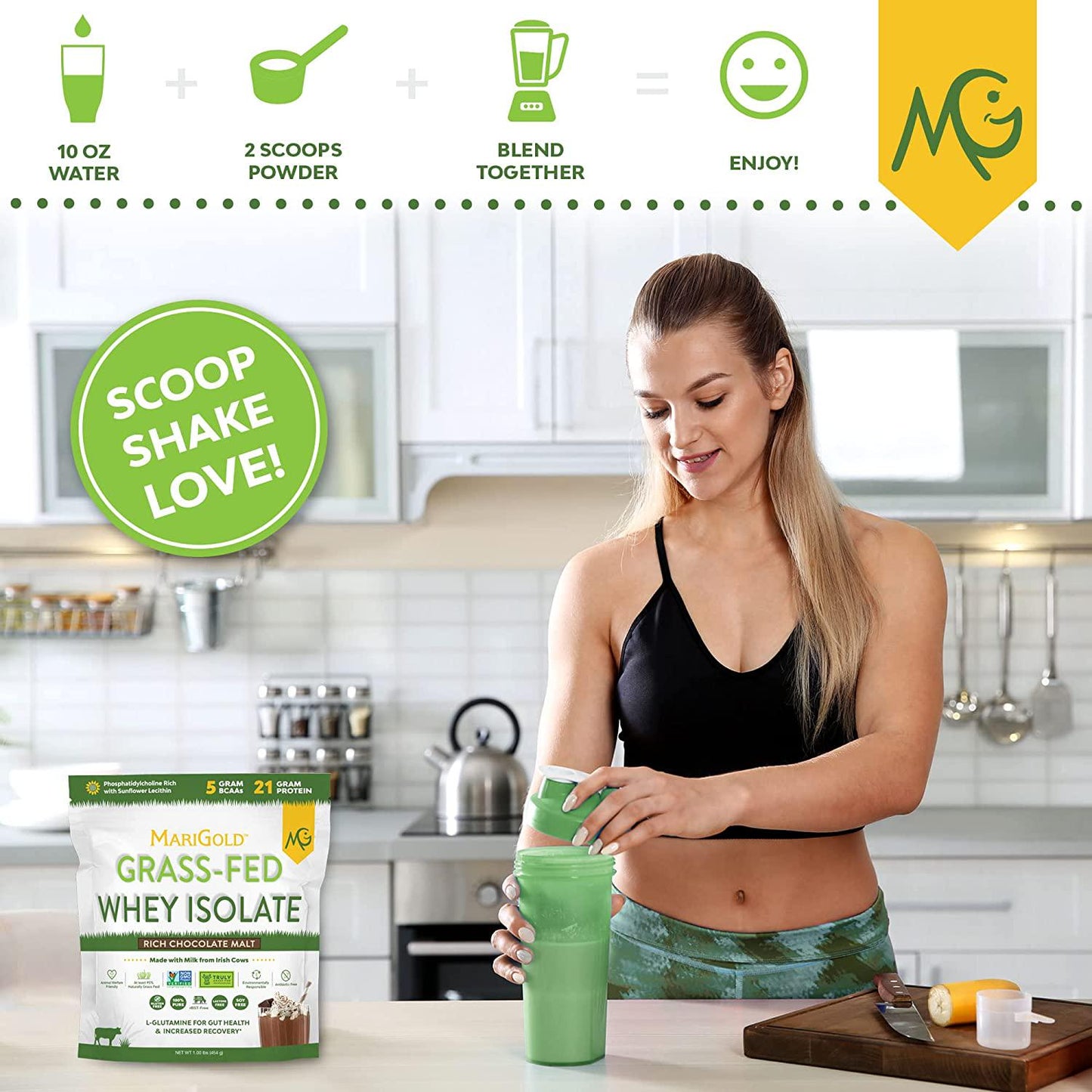 Marigold Grass-fed Whey Isolate Protein Powder - Rich Chocolate Malt Flavor - 1 Lb | 100% Pure, Cold-Processed, Micro-Filtered, Undenatured, Non-GMO, rBGH Free, Soy Free, Gluten Free, Lactose Free