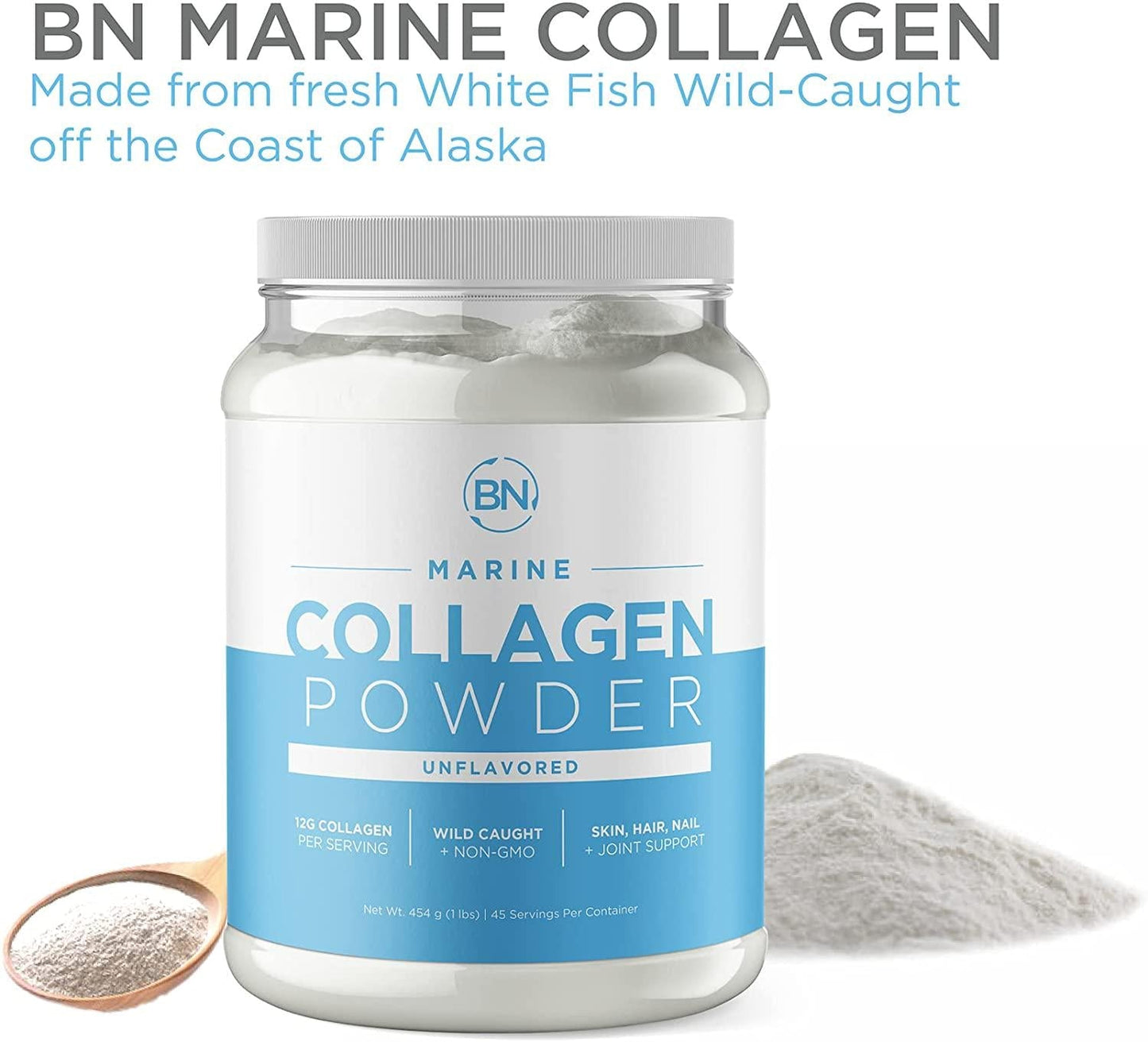 Marine Collagen Powder - Wild Caught Marine Collagen Peptides Powder Supplement for Skin, Hair, Nails and Joints from The Pristine Waters of The North Atlantic - Transparent and Sustainably Sourced
