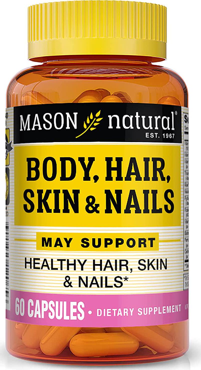 Mason Natural, Body Hair Skin and Nails Beauty Formula Vitamins, 60 Capsule, Multivitamin Dietary Supplement With Biotin and Calcium Supports Healthy Hair, Skin, Nails and Overall Wellness
