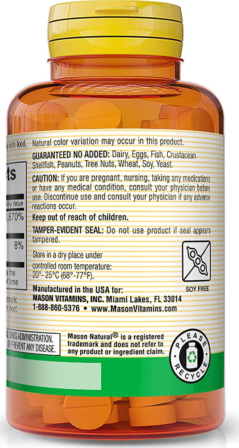 Mason Natural Vitamin B-12 1000 Mcg Cyanocobalamin Extended Release Tablets, 60-Count Bottles (Pack of 3)