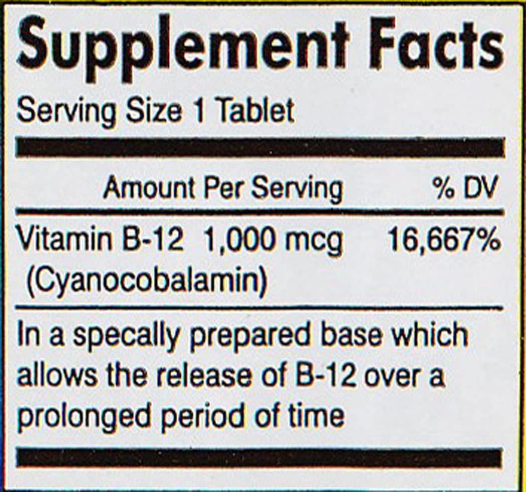 Mason Natural Vitamin B-12 1000 Mcg Cyanocobalamin Extended Release Tablets, 60-Count Bottles (Pack of 3)