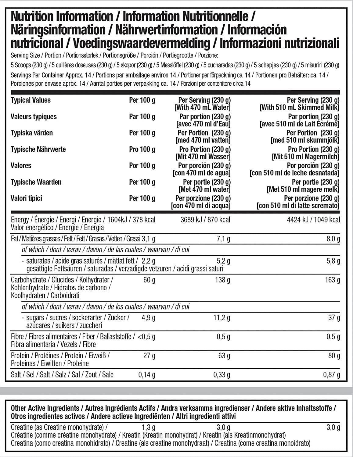 Mass Gainer Protein Powder | MuscleTech Mass-Tech Elite Mass Gainer | Whey Protein Powder + Muscle Builder | Weight Gainer | Protein Powder for Muscle Gain | Creatine Supplements | Vanilla Cake, 7 lbs