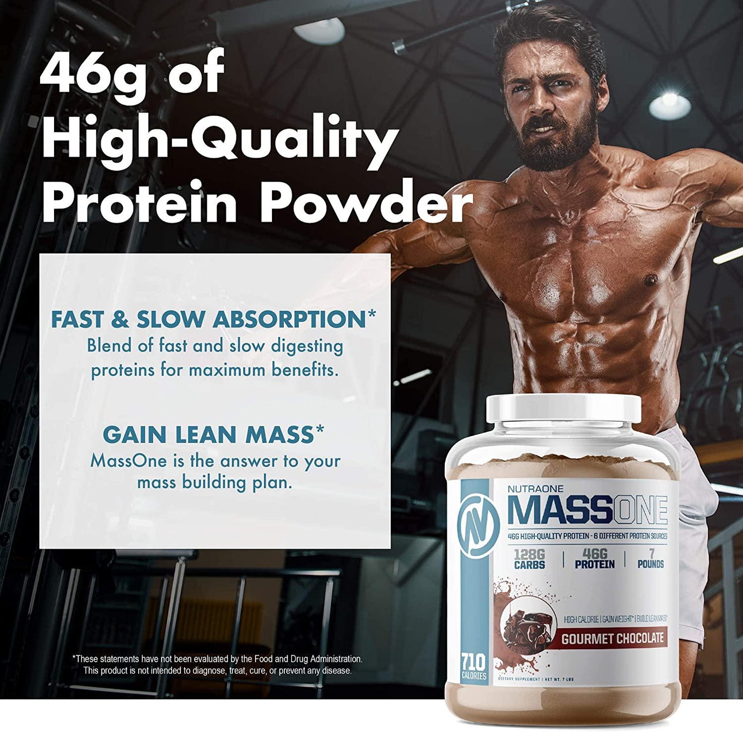 Massone Mass Gainer Protein Powder by NutraOne Gain Weight Protein Meal Replacement (Gourmet Chocolate - 7 lbs.)