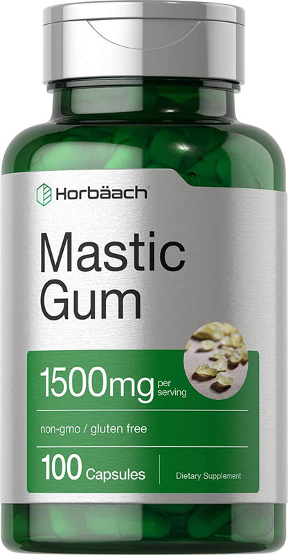 Mastic Gum Capsules 1500mg 100 Count | Non-GMO and Gluten Free | by Horbaach