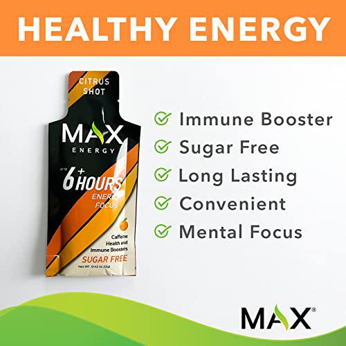 Max Energy Shot, Healthy Energy and Immune Boosters, Sugar Free, 5 Calories Each, Up To 6 Hours Of Energy, 10 Pack (5 of Each Flavor)