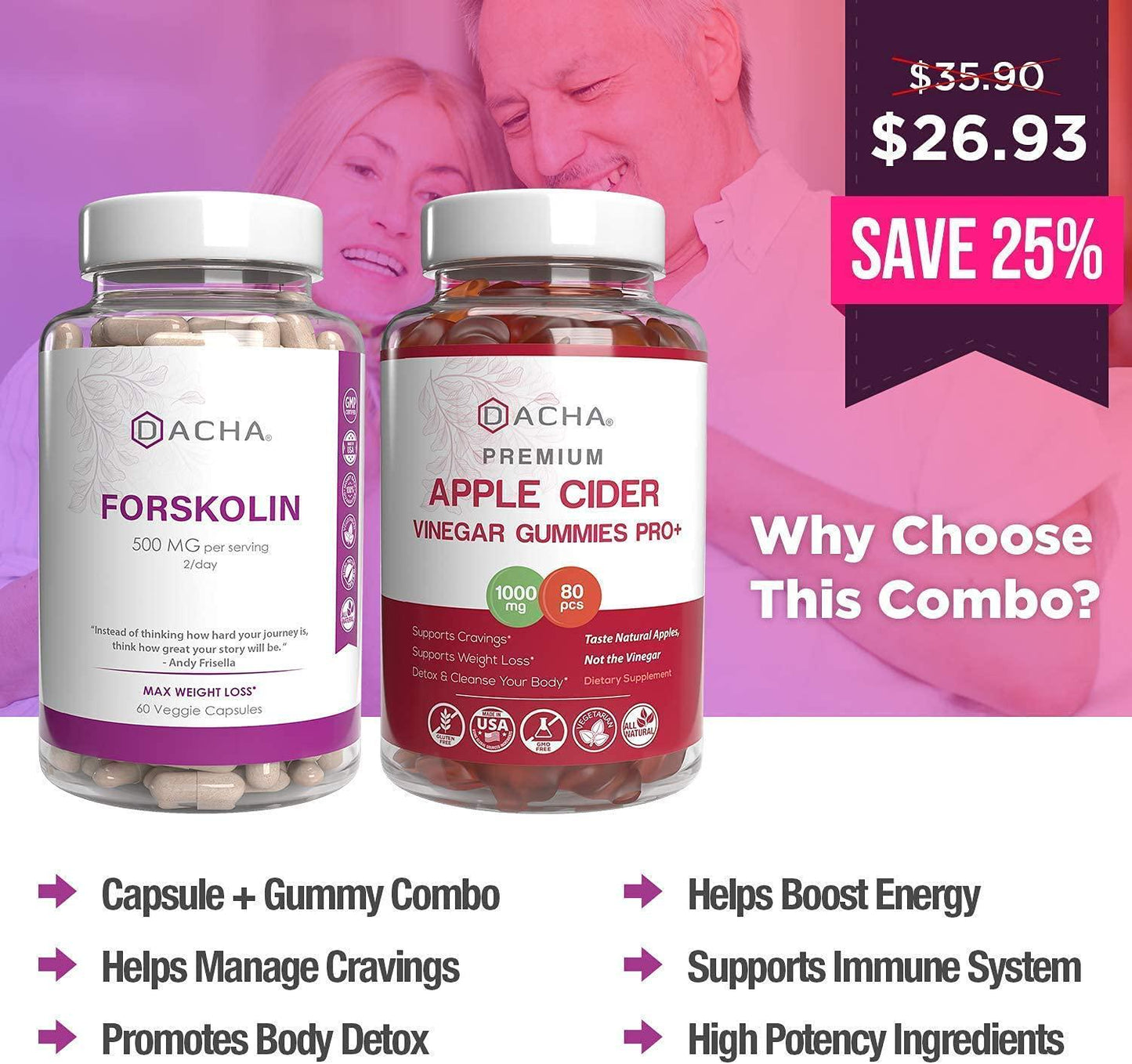 Max Fitness and Immune Support Bundle - Forskolin and Apple Cider Vinegar Gummies, Antioxidant Packed, Ultra Strength Detox Natural Herbs for Slim Look, Organic ACV with Mother, Fast Fitness Caps