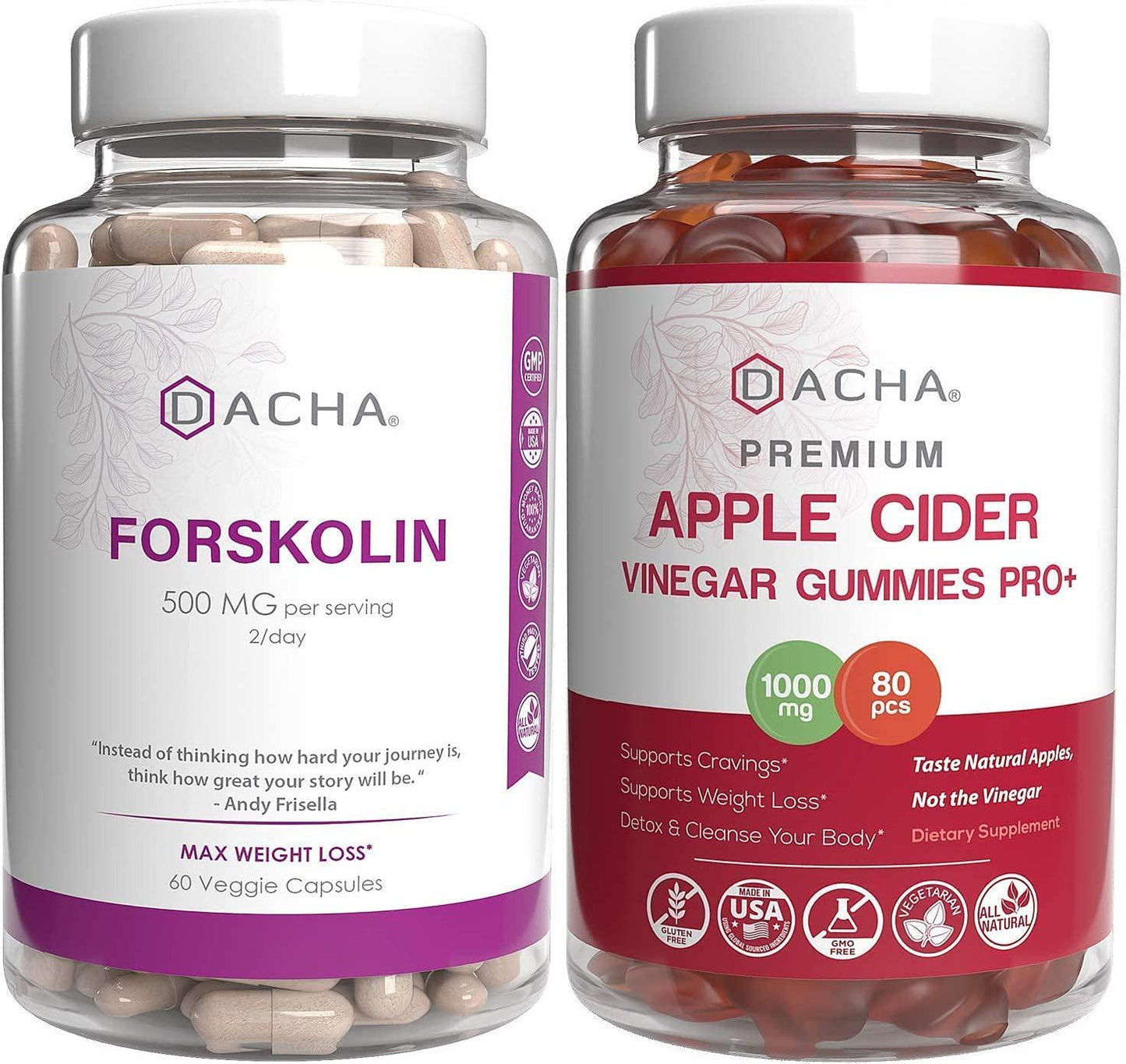 Max Fitness and Immune Support Bundle - Forskolin and Apple Cider Vinegar Gummies, Antioxidant Packed, Ultra Strength Detox Natural Herbs for Slim Look, Organic ACV with Mother, Fast Fitness Caps