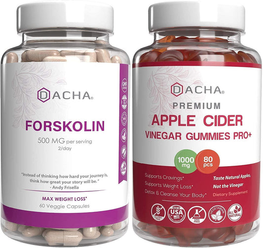 Max Fitness and Immune Support Bundle - Forskolin and Apple Cider Vinegar Gummies, Antioxidant Packed, Ultra Strength Detox Natural Herbs for Slim Look, Organic ACV with Mother, Fast Fitness Caps