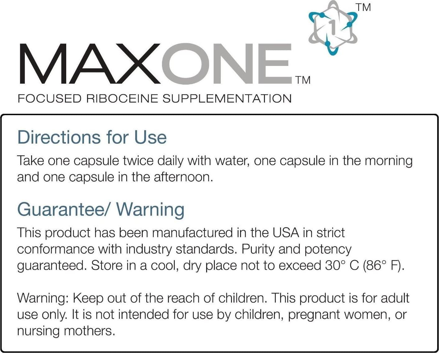 Max One, Focused Riboceine Supplementation, 60 Vegetable Capsules, 30 Servings (Pack of 2)
