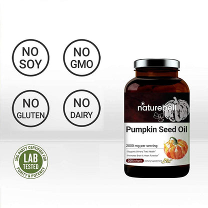 Maximum Strength Pumpkin Seed Oil Capsules 1000mg, 300 Liquid Soft-gels, Cold Pressed, Rich in Omega 3 6 Essential Fatty Acids, No GMOs and Made in USA