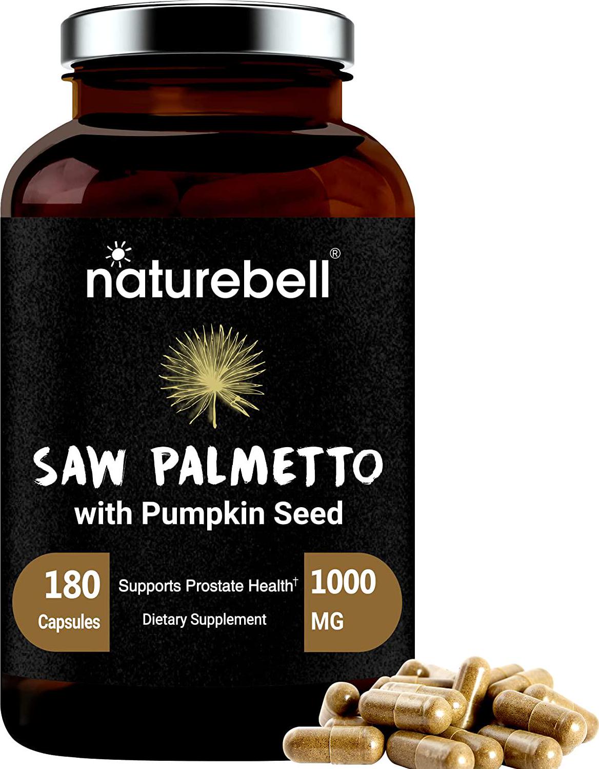 Maximum Strength Saw Palmetto Supplement, 1000mg Per Serving, 180 Capsules, Strongly Promotes Prostate Health and Urinary System, Non-GMO and Made in USA