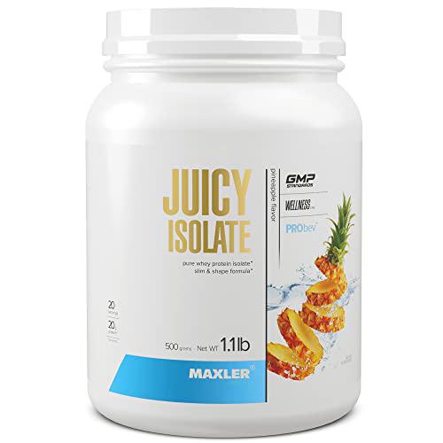 Maxler Juicy Isolate Protein Powder - Fat Free Lactose Free and Sugar Free Muscle Recovery Drink - Clear Protein Drink for Pre and Post Workout - 90% of Protein per Serving - Pineapple 1.1lb (20 Servings)