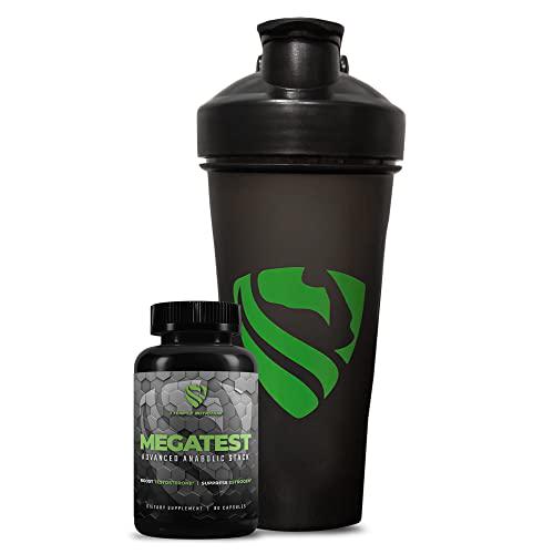 Mega Test Combo by 1 Temple Nutrition - Mens Health Supplement - Test Booster - Multi-Ingredient Formula - 90 Capsule - with Protein Shaker