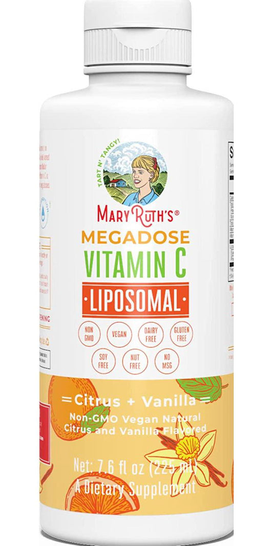 Megadose Vitamin C Liposomal by MaryRuth's (Citrus + Vanilla) 500mg | Enhanced Absorption Liquid Vitamin C | Immune Health Supplement for Men and Women | Vegan, Gluten Free, Sugar Free, Non-GMO | 7.6oz