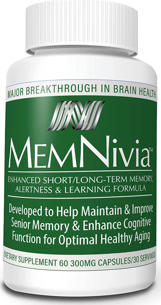 MemNivia, Cognitive Function Supplement Capsules, Improved Memory, Sharper Thinking, Award-Winning Ingredients, Clinically Proven Natural Ingredients. 5 Pack