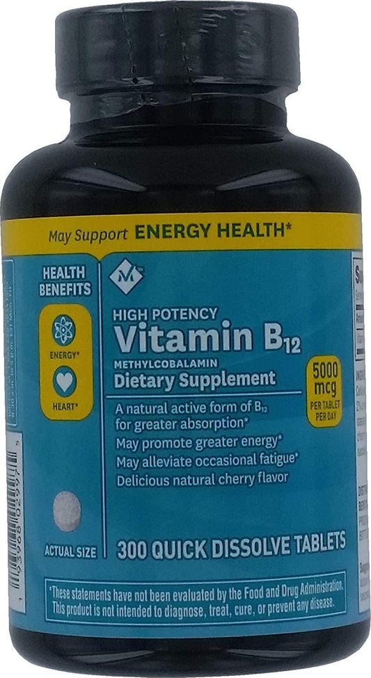 Member's Mark Vitamin B-12 Sublingual High Potency Methylcobalamin 5000mcg Tablets (1 Bottle (300 Tablets)) by Members Mark