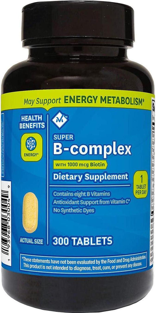 Member's Mark Super B-Complex with Biotin Vitamin B and Vitamin C (1 Bottle (300 Tablets))