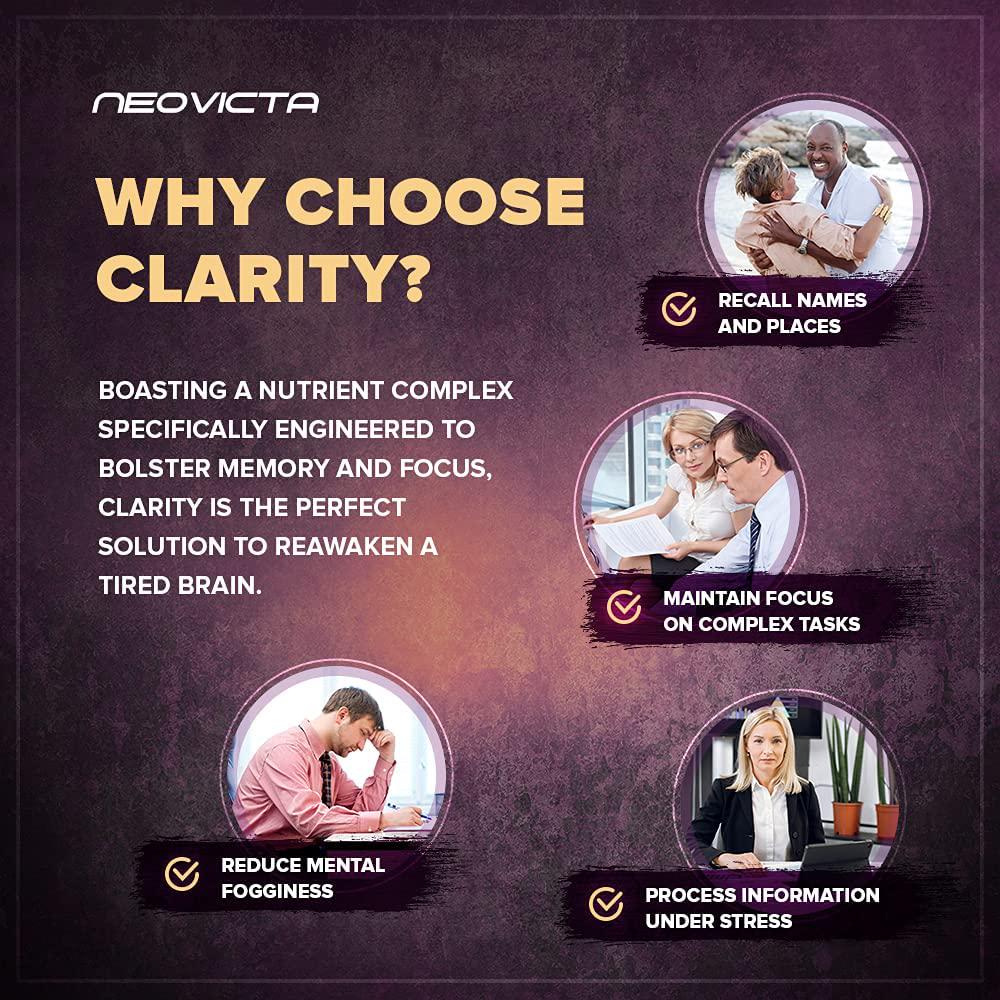 Memory Supplement for Brain - Clarity - Brain Booster Supplement - Brain Supplement for Memory and Focus - Nootropics Brain Support Supplement - Memory Pills for Brain - Brain Health Supplement