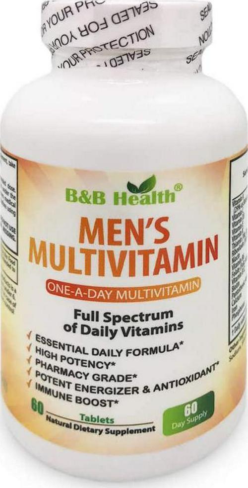 Men's Daily Multivitamin and Multimineral Supplement 60 Day Supply - Vitamins A B1 B2 B6 B12 С D3 E K Magnesium, Biotin, Zinc, Copper. Antioxidant for Heart and Immune Health 60 Tabs