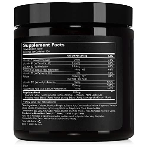 Mercer Men s Goods: Caffeine 100mg + L-Theanine Caffeine Pills, Natural Energy and Focus Supplement for Men