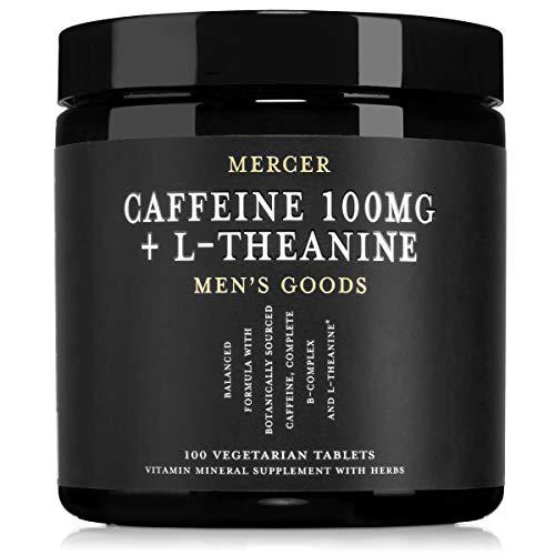 Mercer Men s Goods: Caffeine 100mg + L-Theanine Caffeine Pills, Natural Energy and Focus Supplement for Men