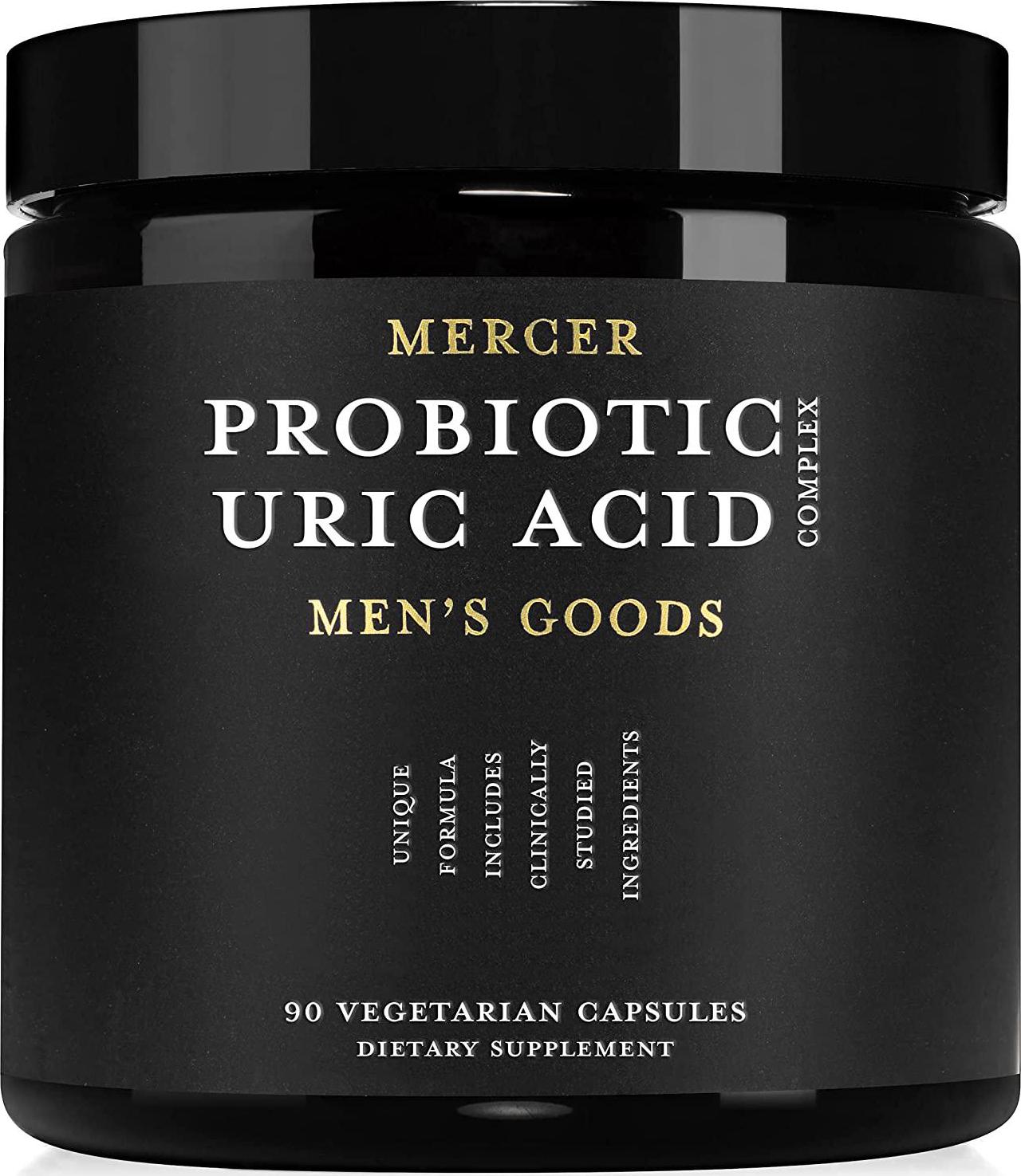 Mercer Men’s Goods - Probiotic Uric Acid Cleanse, Probiotics for Men, 90 Vegetarian Capsules
