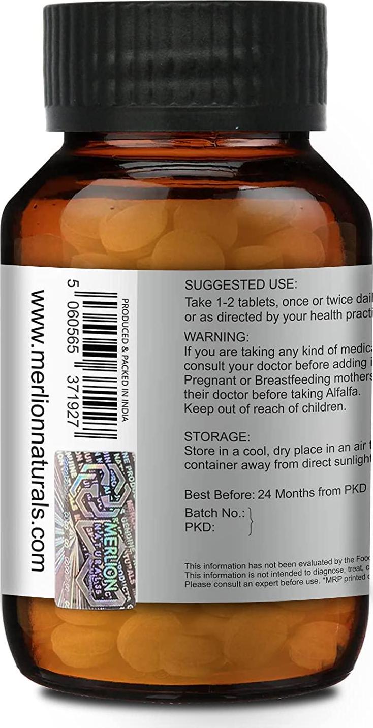 Merlion Naturals Alfalfa Tablets, Medicago Sativa, All Natural, Pure Herbs 500mg x 120 Tablets