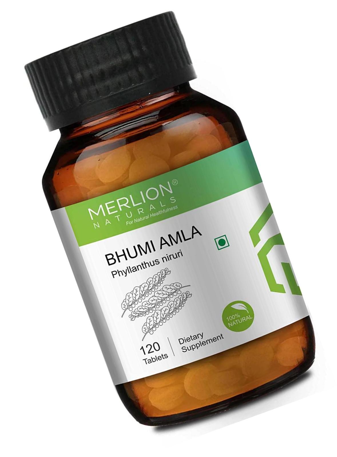 Merlion Naturals Bhumi Amla Tablets Phyllanthus niruri, All Natural, Pure Herbs 500mg x 120 Tablets