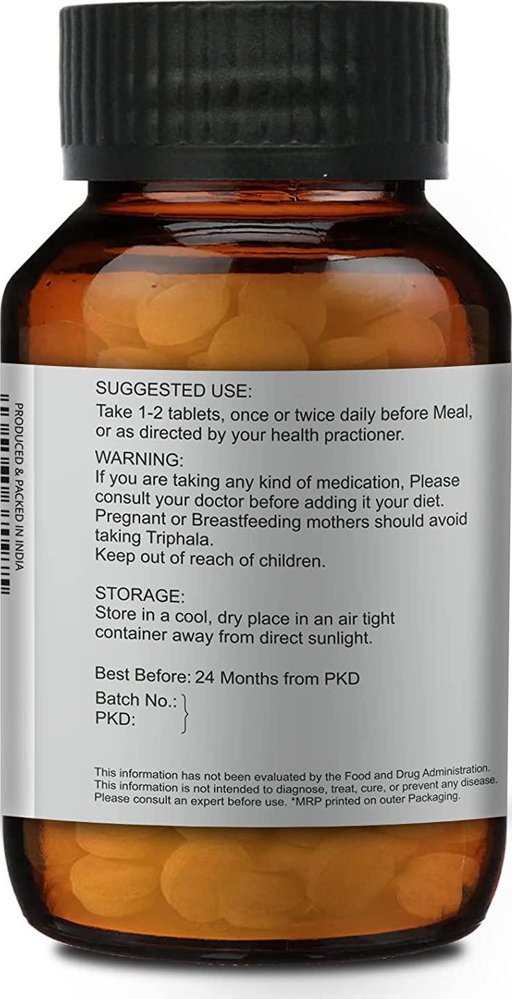 Merlion Naturals Triphala Tablets (Amla, Haritaki and Baheda), All Natural, Pure Herbs 500mg x 120 Tablets