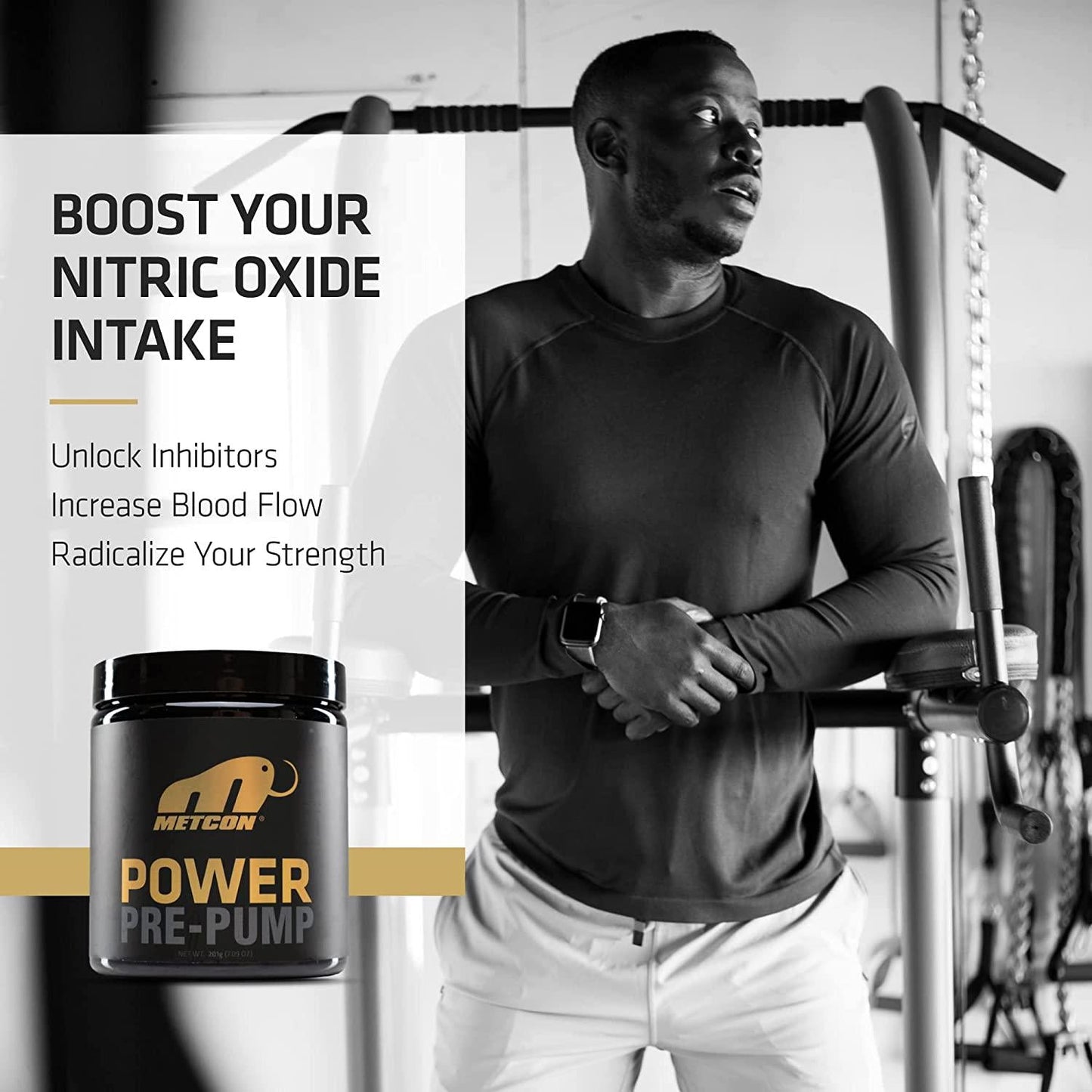 MetCon Power - Pre Pump - All Natural Non Flavored - Nitric Oxide Booster - Blood Flow