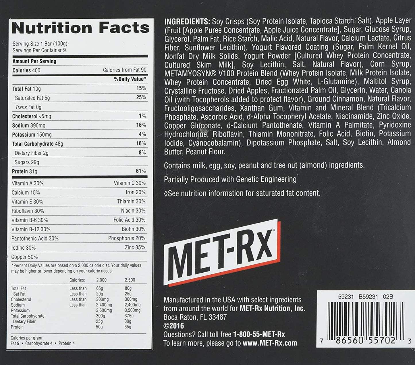 Met-Rx Big 100 Colossal Apple Pie, 9 Count