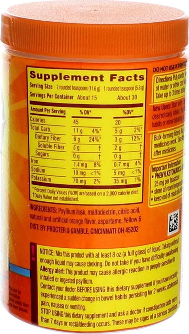 Meta-mucil Multihealth Fiber #1 Doctor Recommended Brand and 100% Natural Psyllium Husk Sugar Free Daily Fiber Supplement of Orange Smooth Fiber Powder and Naturally and Artificially Flavored- 3 Pack of 30 Doses or 6.1 Oz (90 Doses Total)