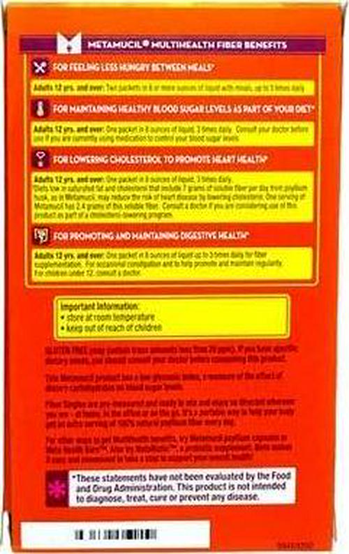 Meta-mucil Multihealth Fiber #1 Doctor Recommended Brand and 100% Natural Psyllium Husk Sugar Free Daily Fiber Supplement of Orange Smooth Fiber Powder and Naturally and Artificially Flavored- 3 Pack of 30 Doses or 6.1 Oz (90 Doses Total)