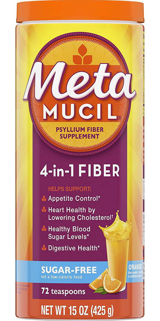 Metamucil Fiber, 4-in-1 Orange SugarFree Powder 72
