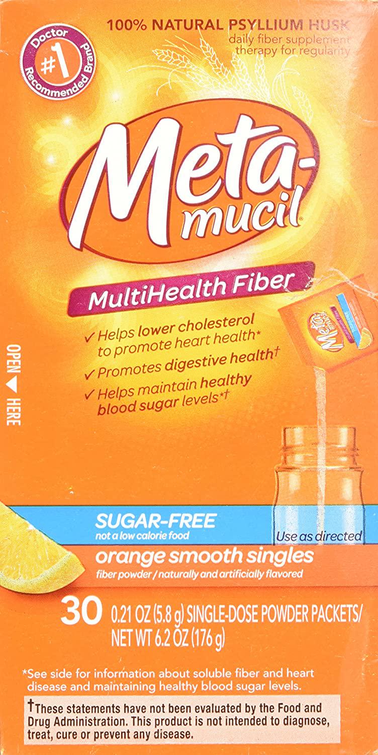 Metamucil Fiber Singles Smooth Texture Sugar Free Orange - 30 Packets
