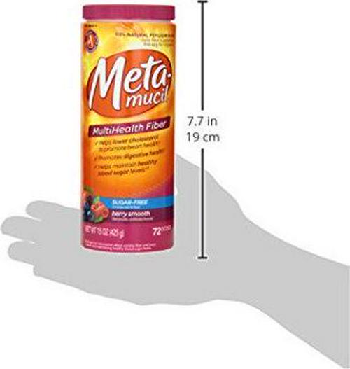 Metamucil Multi-Health Fiber by Meta, Berry Smooth Sugar Free 72 Teaspoons 15 Ounce (Pack of 2)