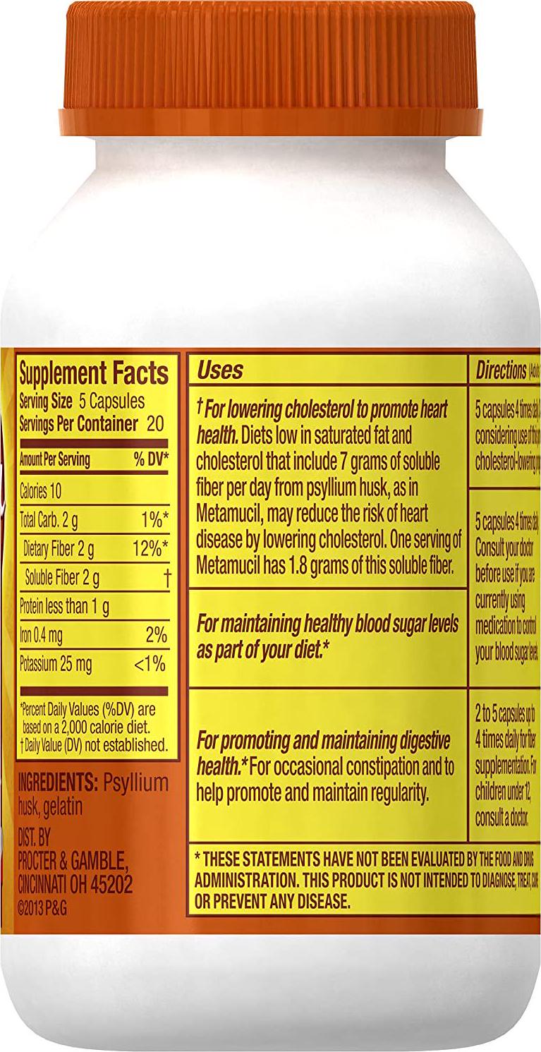 Metamucil Multi-Health Fiber Capsules by Meta, 100 Capsule Bottle