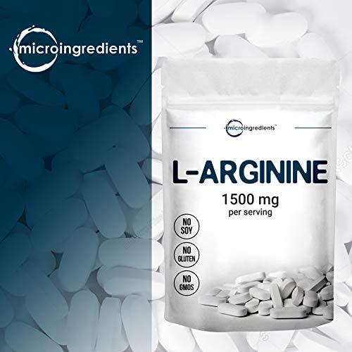 Micro Ingredients L Arginine Supplement, Arginine Caplet, 1500mg Per Serving, 200 Counts, Nitric Oxide Supplement for Muscle Growth, Vascularity and Energy, Non-GMO (No Flavor, 200 Count(Pack of 1))