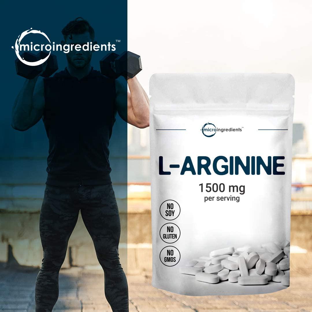 Micro Ingredients L Arginine Supplement, Arginine Caplet, 1500mg Per Serving, 200 Counts, Nitric Oxide Supplement for Muscle Growth, Vascularity and Energy, Non-GMO (No Flavor, 200 Count(Pack of 1))