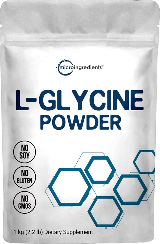 Micro Ingredients US Origin, L Glycine Powder, 1KG (2.2 Pounds), Glycine 1000mg Per Serving, Strongly Supports Muscle Energy, Stamina, Endurance and Strength, No GMOs and Gluten Free