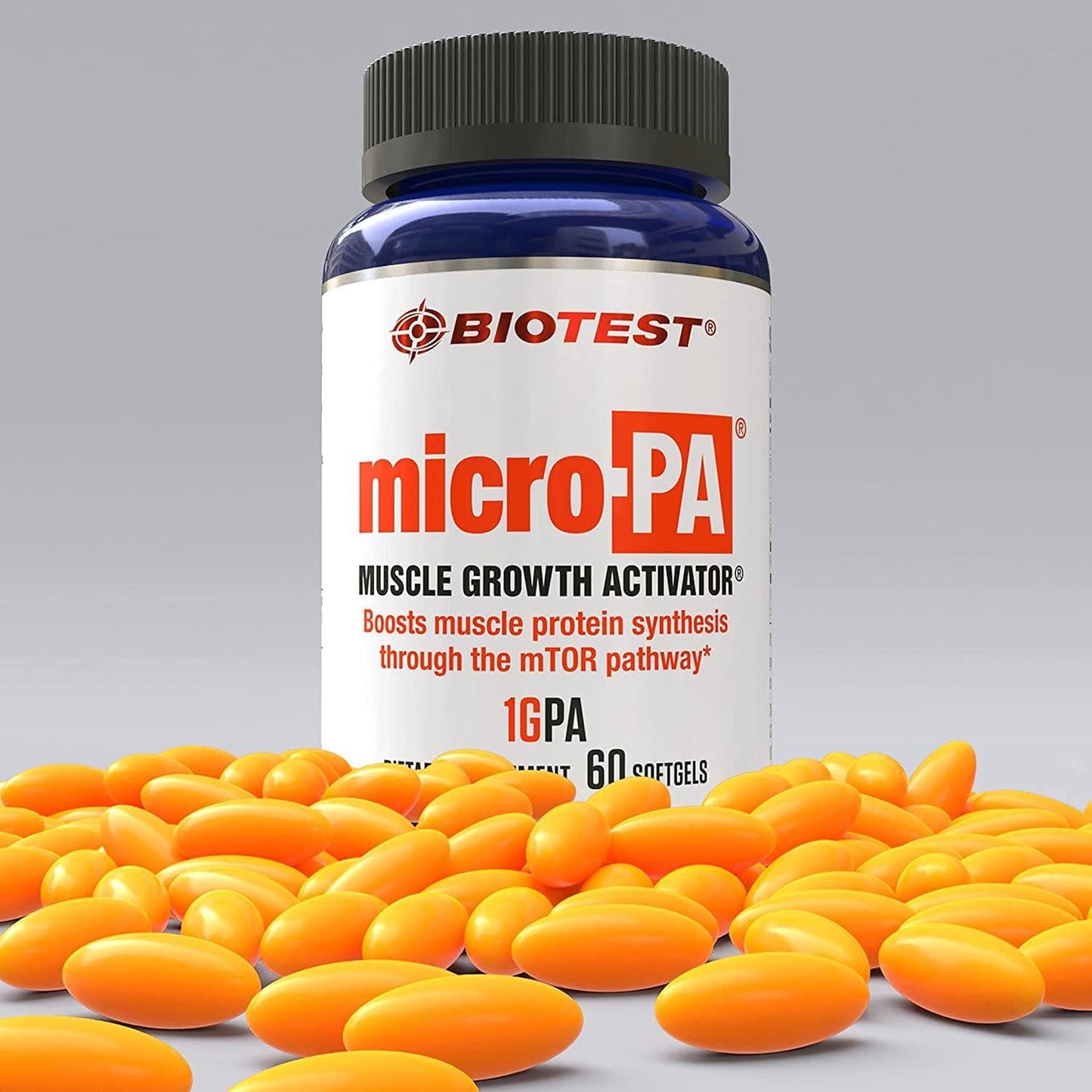 Micro-PA Phosphatidic Acid (1G per Serving) - Boost Muscle Gains, for Hard Workouts - 60 Softgels