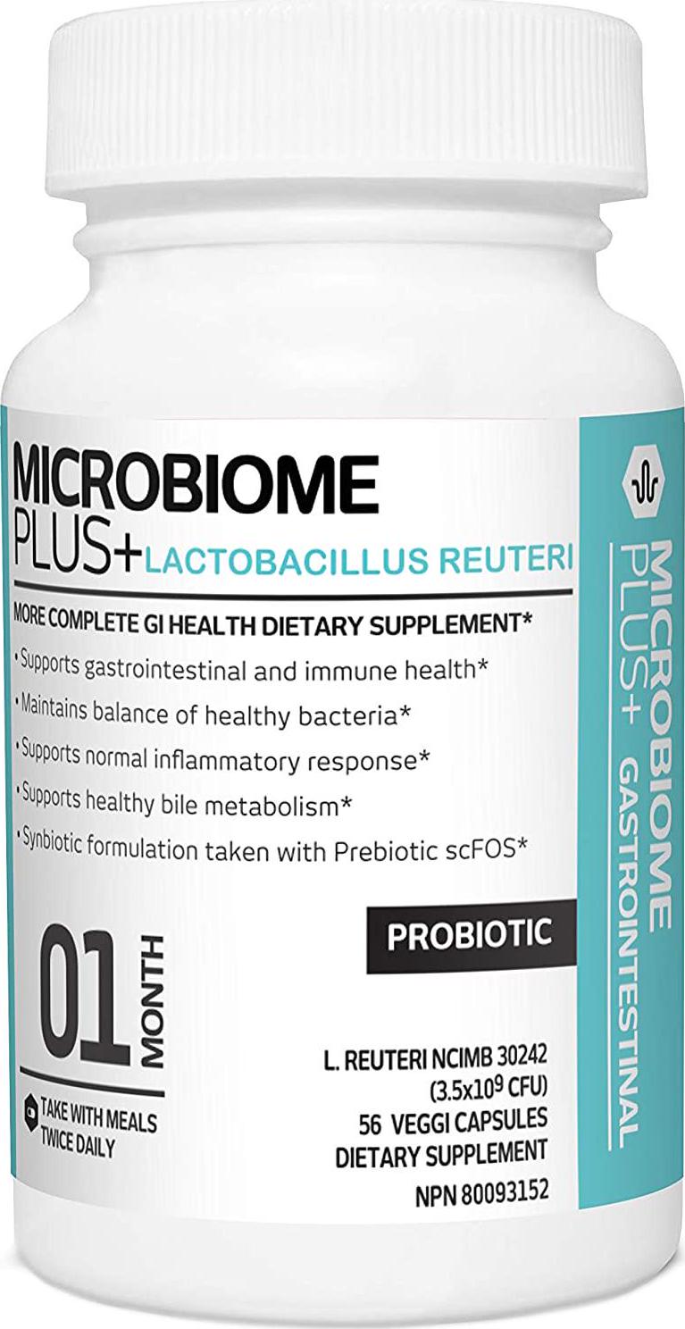 Microbiome Plus Gastrointestinal Probiotics L Reuteri NCIMB 30242 GI Digestive Supplements, Allergy Safe and Gluten Free for Men and Women (1 Month Supply) …