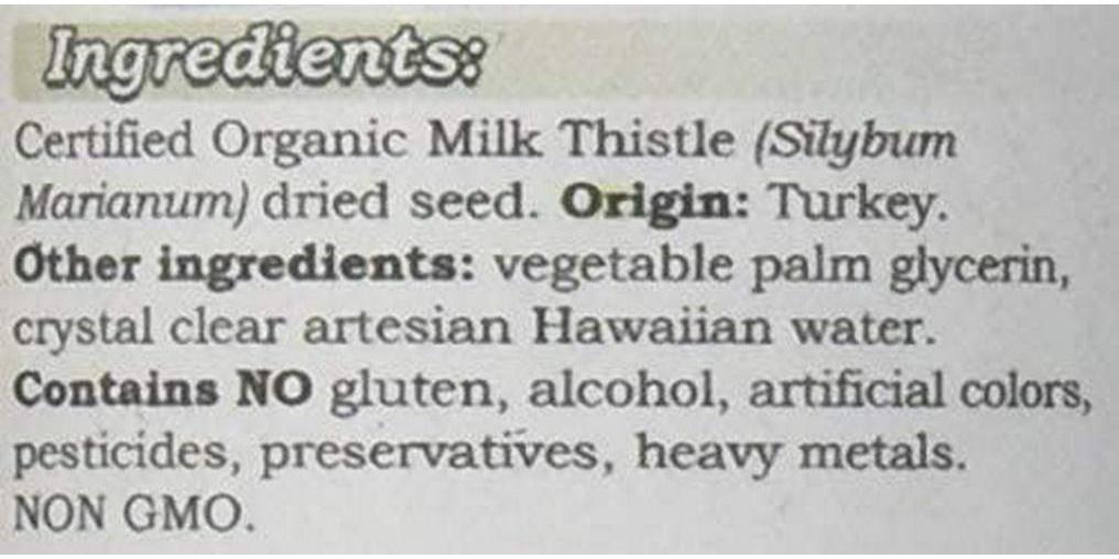 Milk Thistle Alcohol-Free Liquid Extract, Organic Milk Thistle (Silybum marianum) Dried Seed Glycerite 2 oz