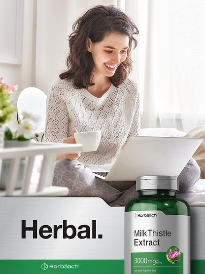 Milk Thistle Extract | 3000mg | 300 Capsules | Non-GMO, Gluten Free Supplement | by Horbaach