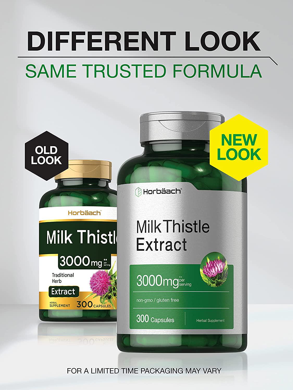 Milk Thistle Extract | 3000mg | 300 Capsules | Non-GMO, Gluten Free Supplement | by Horbaach